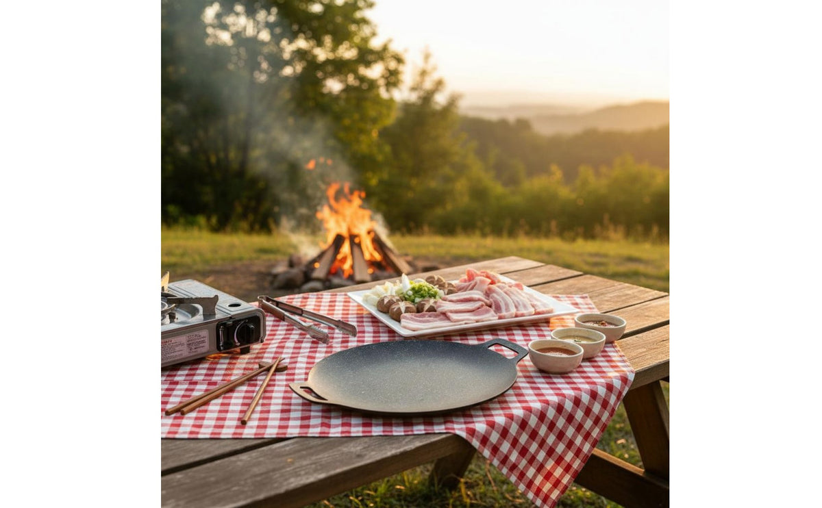 Korean BBQ Plate Portable Korean BBQ Grill Pan Non-Stick Barbecue Pan Easy to Clean Nonstick Stovetop Grill Oil Draining Design