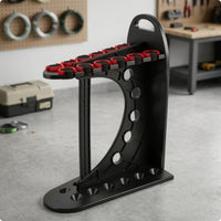 Freestanding Fishing Rod Rack Space-Saving Fishing Rod Rack with Clips Stable Sturdy for Anglers, Fishermen, Garage, Cabin, Boat House