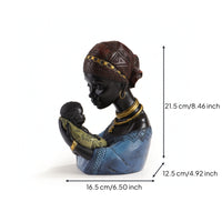African Mother and Child Statue Ethnic Mother Holding Child Statue Tribal