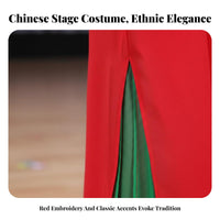 Chinese Folk Dance in Fit Embroidered Design Chinese Folk Dance Costume Performance Wear Gradient Color Sleeves