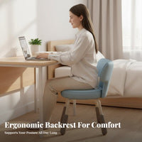 Space-Saving Armless rotating Chair Padded pad Armless Upholstered Caster Chair Ergonomic spinerest Rolling Seat Support for Students, Women, Adults, Dormitory, Study Room, Small Spaces, Vanity Table