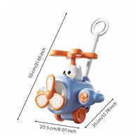 Airplane Push  Cart Chime Sounds Young Child Push Along Toy Educational Play-Influenced Cartoon for Young Children