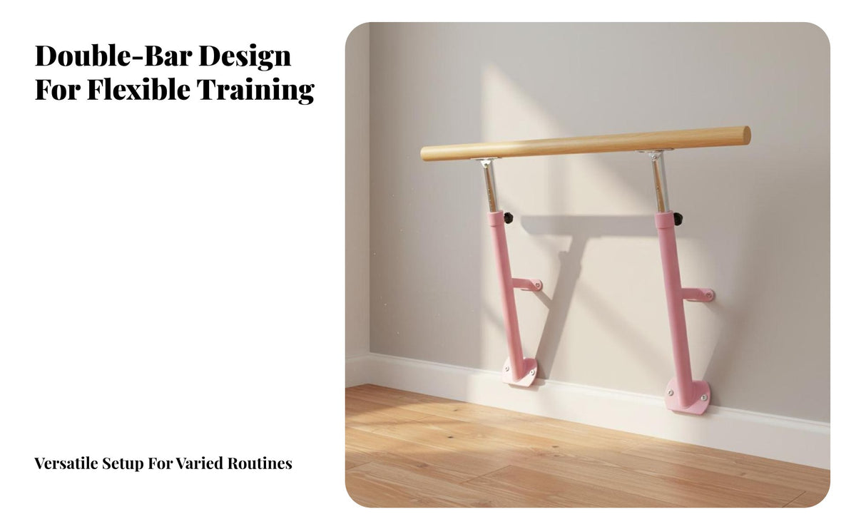 Stable Adjustable Height Dance Bar Space Saver Home Practice Leg Stretch Bar Heavy Duty Wall-Mounted Ballet Barre for Dancers, Adults, Beginners, Classroom