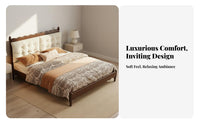 French Retro Bed Quiet Noiseless Design Solid Wood Double Bed Thickened Wide Slats for Couples