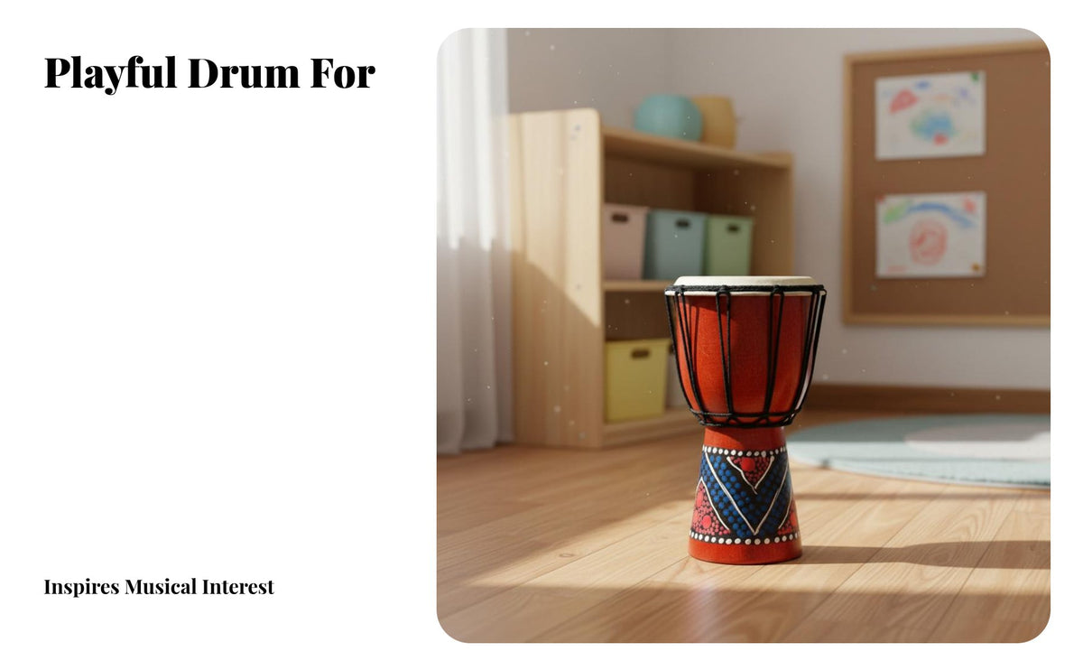 Goatskin Head Djembe Drum Beginner-Friendly Miniature Djembe Decorative Piece Percussion Instrument Portable for Children, Beginners, Music Lovers, Kindergarten, Home Decoration, Performance