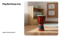 Goatskin Head Djembe Drum Beginner-Friendly Miniature Djembe Decorative Piece Percussion Instrument Portable for Children, Beginners, Music Lovers, Kindergarten, Home Decoration, Performance