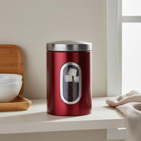 Multipurpose Food Canister with Window Modern Design Stainless Steel Canister with Window Easy to Clean Airtight Coffee and Tea Jar for Countertop