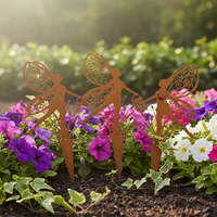 Garden Fairy Metal Silhouette Stakes for Outdoor Lawn Decor