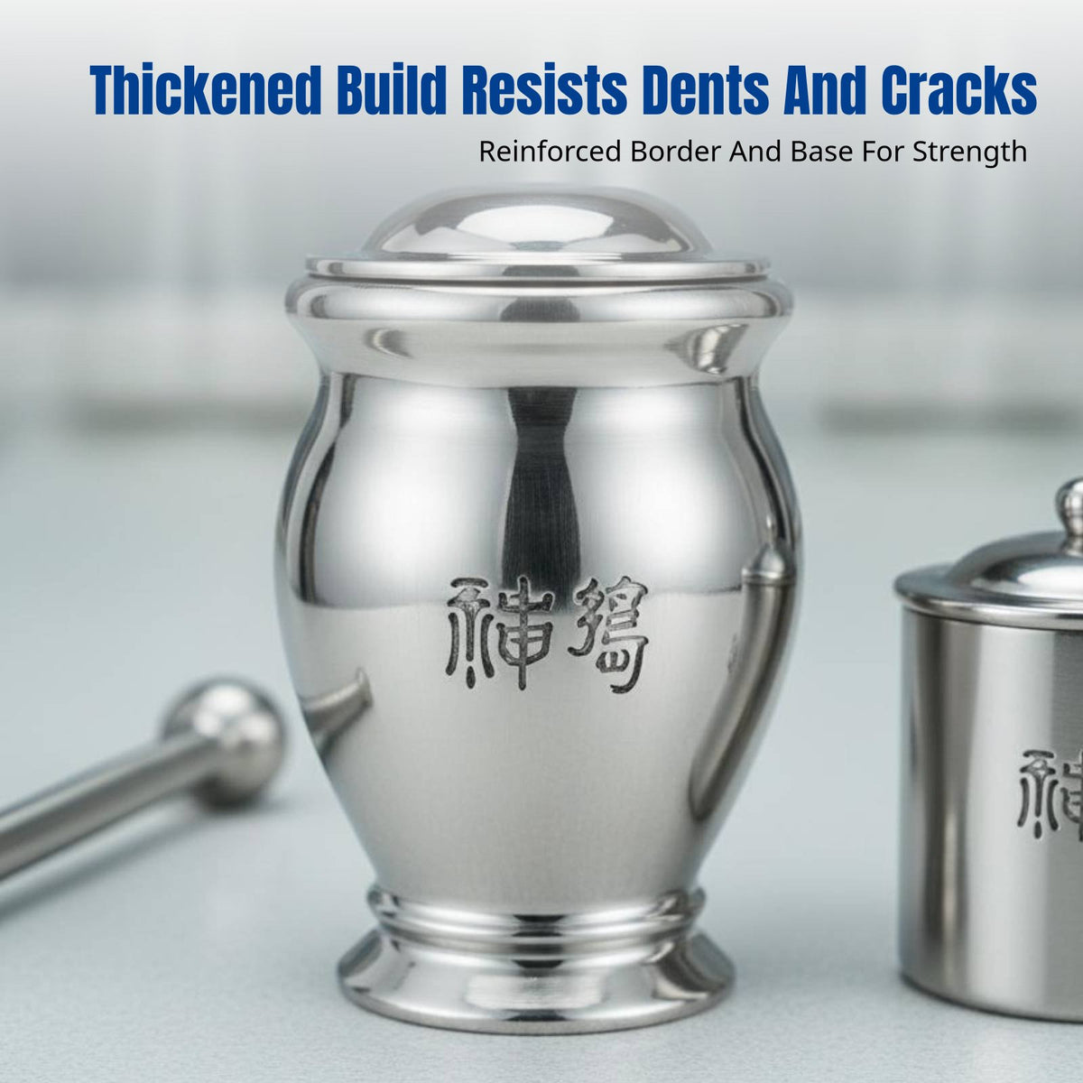 Thickened 304 Stainless Steel Grinding Bowl, Sturdy Pestle, No Interlayer, Kitchen, Laboratory, Herbal Grinding