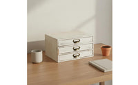 3 Drawer Wooden Organizer Handmade 3 Drawer Wooden Box Vintage Desktop Storage Multi-Functional Rustic Wood Storage Box