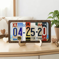 Vehicle Plate Plaque Rustic Wooden Plaque with Stand Multicolor Sign for Desk, Wedding