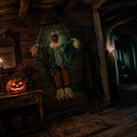 Light up Specter Swing Motion Swinging Specter Doll Creepy Sounds Sound Making Pumpkin Doll for Halloween Party, Porch