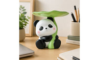 Seated Lotus Leaf Panda Organizer Tabletop Panda Tray Organizer Black and White