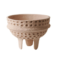 Honeycomb Textured Paper Pulp Vase Artisanal Look Vase with Handles Rustic Vessel Sculptural for Shelf Display