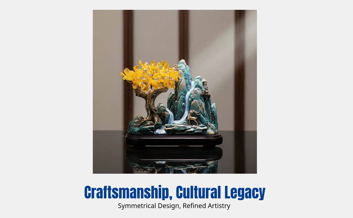 Oriental Hillside Creek Resin Decor, Home Decoration for Living Room, Entryway, Tea Table, Housewarming Gift