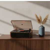 Wood-Grain CD Player with Speakers Retro CD Player with Bluetooth Compact Small for Audiophiles, Home, Bedroom, Office