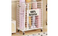 Yoga Mat Storage Basket with Wheels Open-Grid Wire Storage Basket with Wheels Exercise Equipment Rack Mat Cart for Yogis, Fitness Enthusiasts