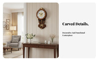 Vintage Design Clock Noiseless Wooden Frame Clock Home Decoration for Living Room, Hallway, Office