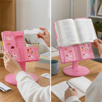 Adjustable Ergonomic Book Stand for Kids, Portable Desktop Reading Holder for Students, Document Holder with Page Clips