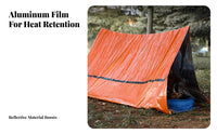Heat Reflective Thermal Survival Tent Portable Aluminum Film Survival Shelter Compact for Campers, Survivalists