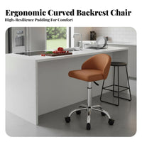 Padded Seat Adjustable Rolling Stool Ergonomic Back Support Swivel Stool with Backrest Locking Casters Seating Furniture Heavy Duty for Commercial Personnel, Professionals, Kitchen, Not Includedice, Reception Area, Workshop