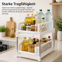 Kitchen Pull-Out Shelf, Narrow Kitchen Organizer 18.5x38x62cm, 2 Levels, Freestanding, for Kitchen Storage