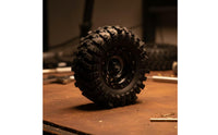 4 Pieces RC Crawler Wheel and Tire Assembly Dark Wheel and Tire Set with Beadlock Rim High Traction Tires for Trail Building
