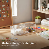 3-Compartment Clear Box Transparent Design Display Case particle-resistantproofprotective for Study Room