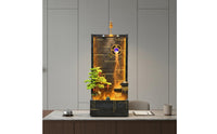 LED Water Feature Waterfall Feng Shui Design Rockery Landscape Waterfall Humidifying Unit Humidifier Floor Standing Water Feature for Business Owners