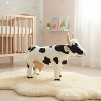 Cow Stuffed Animal Toy Standing Stuffed Cow Realistic Lifelike for Children, Playroom, Preschool