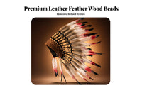 Fan-Shaped Feather Headdress Brown Base Feather Headpiece Crosshatch Lacing Native Style Headdress Spotted Feathers for Stage, Party