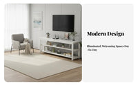 2 Pieces Rounded Corner Design TV Stand and Coffee Table Set Space-Saving TV Stand with Matching Tables Multitier Storage Living Room Furniture Adjustable Shelves for Apartment Dwellers, Families, Homeowners, Bedroom, Den