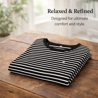 Oversized T Shirts for Women with Contrast Stripe Design, Ladies Summer Tops in Ribbed Knit Material, Going Out for Daily Wear