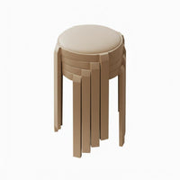 Sturdy Stackable padded seated Round Seat Space-Saving Round Padded Folding Stool Foldable Design Backless Chair Portable for Apartment Dwellers, residents, Living Room, Parties, Kitchen, Bedroom