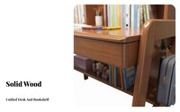 Integrated Bookshelf Adjustable Student Writing Desk Easy Assembly Kids Desk and Chair Set Solid Wood Study Table Set for Students, Girls, Boys, Bedroom, Home, Playroom