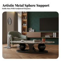 Minimalist Design Oval Coffee Table with Sculptural Base Italian-Inspired Home Furniture Modern aesthetic appealSaving for Small Apartment Dwellers, Homeowners, Living Room, Studio, Lounge Area, Office