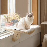 Hanging Cat Bed Window Cat Hammock, Foldable Wood Frame Indoor Perch Sturdy for Balcony, Floor Cat Bed Resting Spot