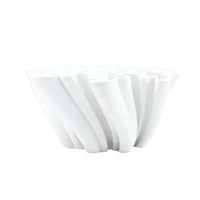 Sculptural Matt White Vase Home Decor Folded Ribbon