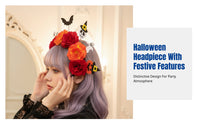 Dark Flower Headband, Halloween Bat Pumpkin Bone Decor, Party Costume, Photo Prop