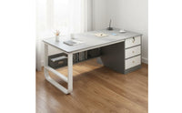 Multi-Drawer Design Computer Desk with Drawers Spacious Desktop Minimalist Home Office Desk Rounded Corners Workstation for Students, Bedroom