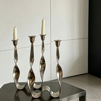 Modern Stainless Steel Single or Double Head Candle Holder Silver Decorative