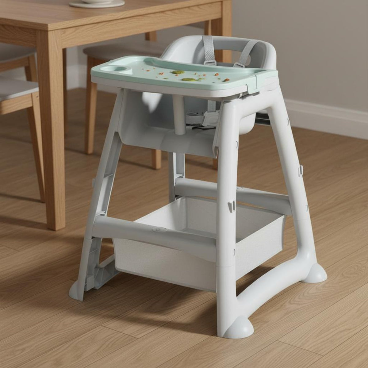 Easy to Clean Multi-Function High Chair with Tray 5-Point Safety Harness Feeding Chair with Removable Tray Silent Universal Wheels Stable Pyramid Structure for Babies, Toddlers, Infants, Restaurant, Hotel