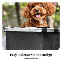 Aluminum Alloy Frame Folding Bike Basket Reinforced Front Bike Basket Textile Body Wide Top Opening