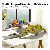 Handmade Leopard Statue Hand Carved Panther Figurine for Entryway, Living Room, Bookshelf