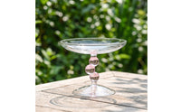 Clear Glass Pedestal Fruit Plate Transparent Pedestal Dish with Beaded Stem Elegant Dishware Elevated for Dining Table