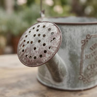 Distressed Green Watering Can Planter Matte Finish Vintage Metal Planter Frosted Look Vintage Watering Can Embossed Lettering