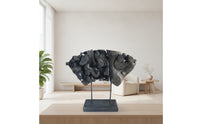 Wooden Sculpture with Metal Stand Modern Sunray Design Ornament Minimalist