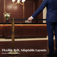 Heavy-Duty Base Retractable Belt Stanchion Stainless Steel Crowd Control Post Retractable Belt Barrier for Event Organizers, Security Personnel, Facility Managers, Airports, Hotels, Exhibition Halls, Retail Stores