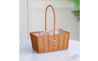 Rattan-Style Flower Basket with Plastic Liner Trapezoid Basket with Liner Clear Lightweight for Home Decor, Picnics