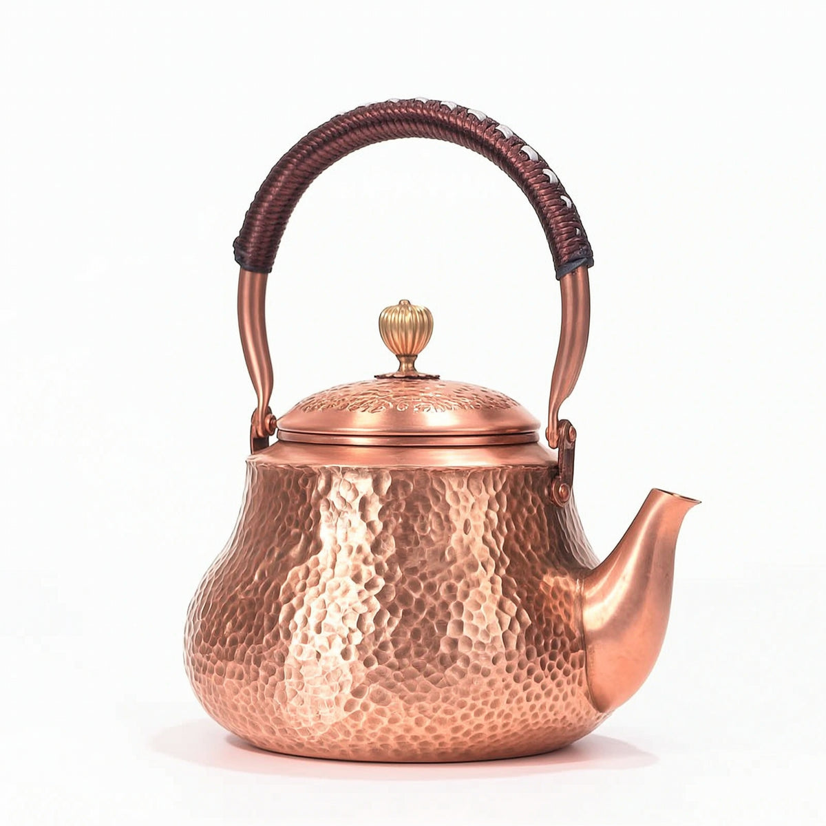 Purple Copper Teapot with Hammered Finish and Large Capacity